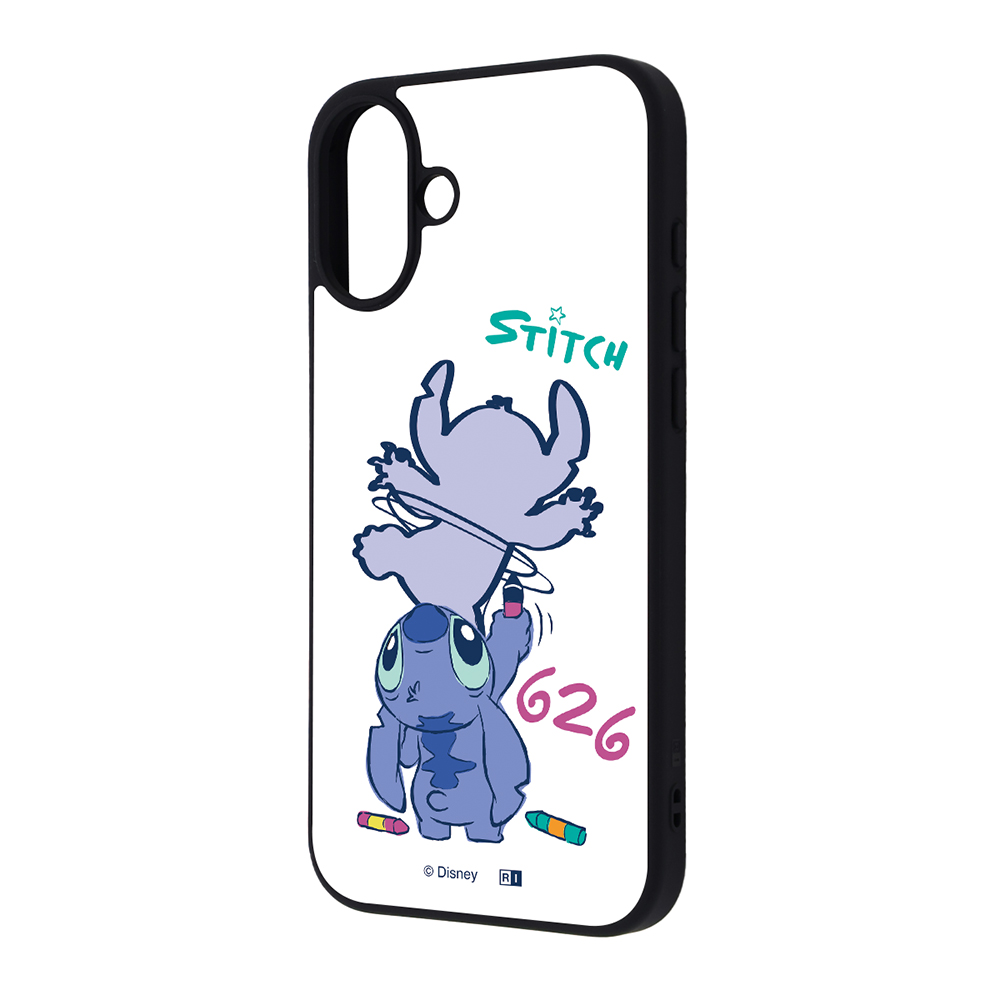 iPhone 16 Plus ディズニー / maru 衝撃吸収 バンパー ハイブリッドケース / スティッチ_お絵描き